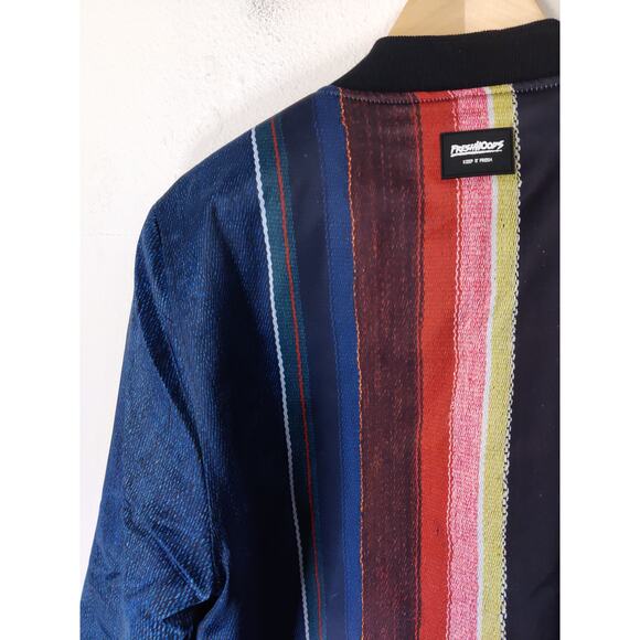 FreshHoods Men's Blue & Red Striped Full Zip Insulated Bomber Jacket Size M - Picture 7 of 11